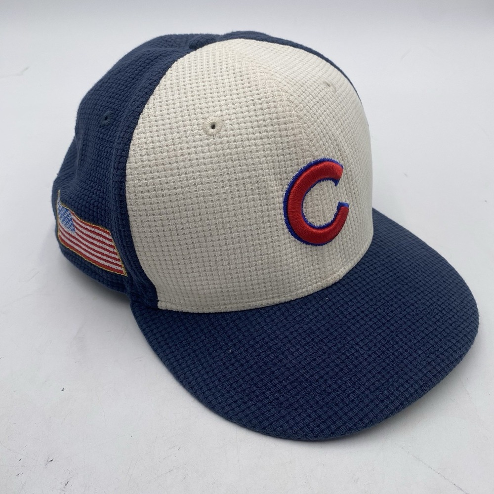 Chicago‎ Cubs Hat New Era 59fifty Fitted Size 7 3/4 Blue White Cleaned Flag VGC